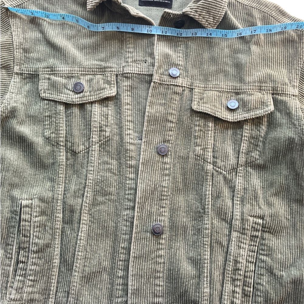 Corduroy Button-Up Jacket - Olive Green